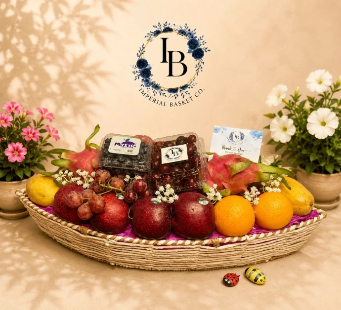 Elegant shagun fruit hamper designed for traditional ceremonies and celebrations